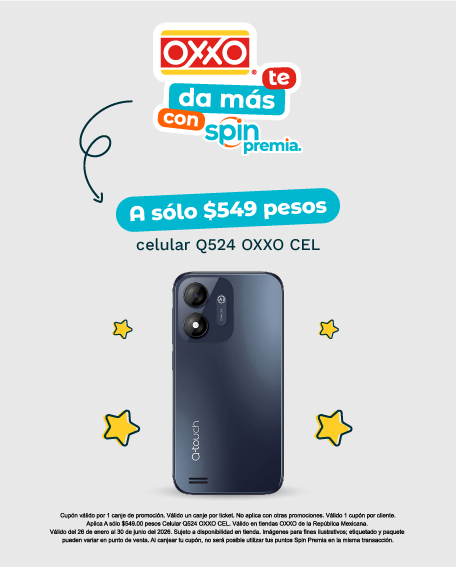 Cupon VOU257_A sólo $549 pesos celular Q524 OXXO CEL