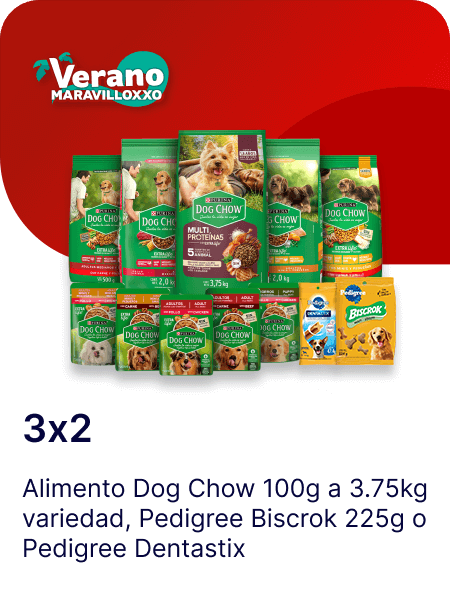 Cupon 3x2 Alimento Dog Chow 100g a 3.75kg variedad, Pedigree Biscrok 225g o Pedigree Dentastix