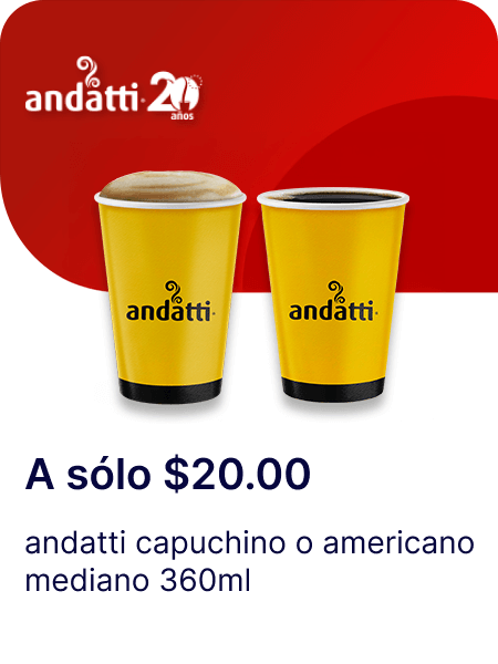 Cupon A sólo $20.00 andatti capuchino o americano mediano 360ml