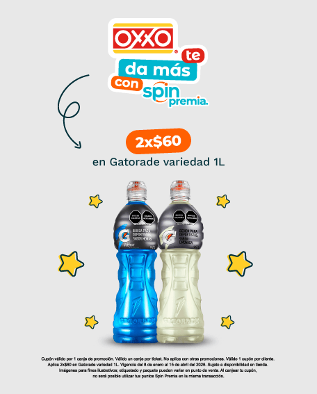 Cupon 2x$60 pesos Gatorade Variedad 1L