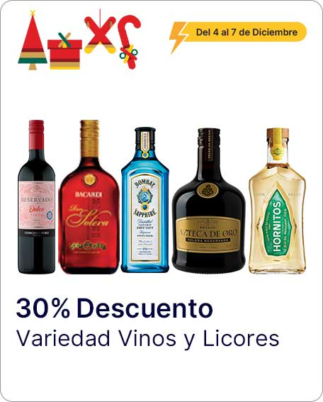 30 porciento de descuento variedad de licores