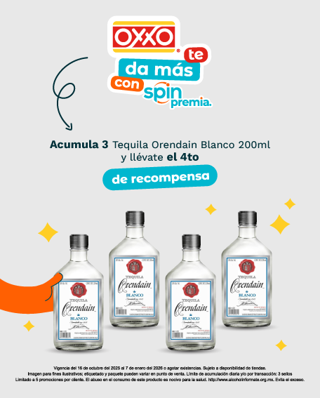 Acumula 3 Tequila Orendain Blanco 200 ml. y llévate el 4to de recompensa.