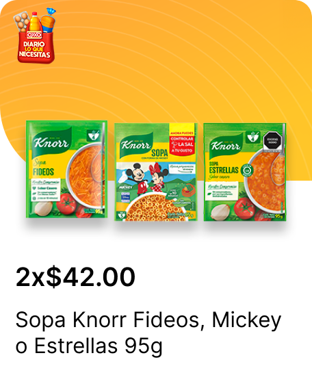 Sopa Knorr Fideos o Mickey o Estrellas 95g