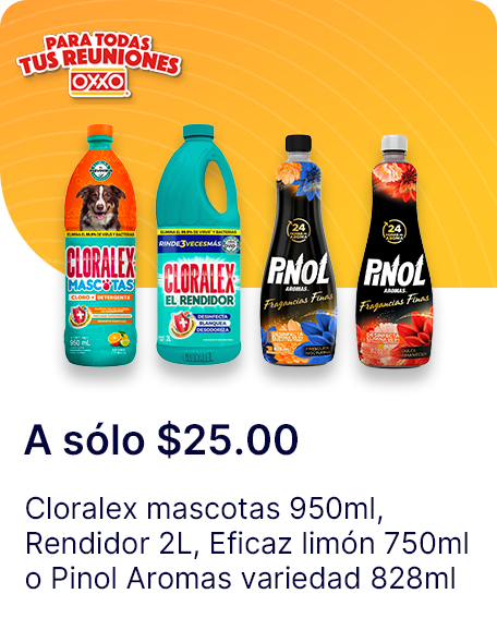 Cloralex mascotas 950ml o Rendidor 2L o Eficaz limon 750ml o Pinol Aromas variedad 828ml