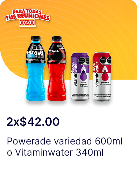 Powerade variedad 600ml o Vitaminwater 340ml