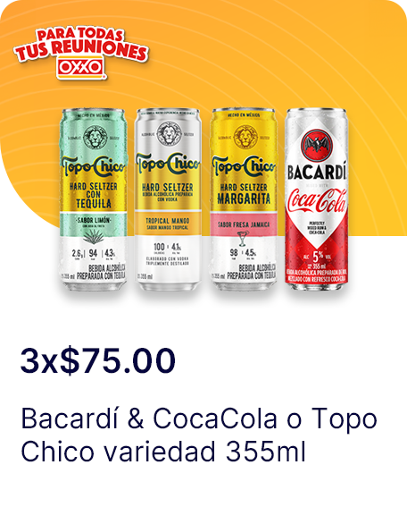 Bacardi & CocaCola o Topo Chico variedad 355ml