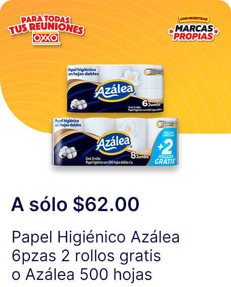 Papel Higienico Azalea 6pzas 2 rollos gratis o Azalea 500 hojas