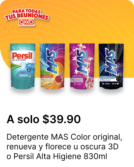 Detergente MAS Color original o renueva y florece u oscura 3D o Persil Alta Higiene 830ml