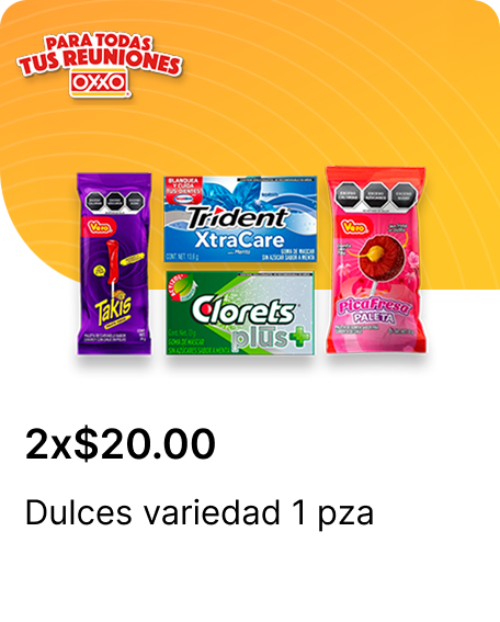 Clorets Plus 10s | CLORETS PLUS 5S T.A. FOP 48X20X13.5G | PALETA PICAFRESA 22G | Paleta Takis 1p 24g | TRIDENT TA 5S FRESA FOP 48X20X13.5G | TRIDENT TA 5S FRESHMINT FOP 48X20X13.5G | TRIDENT TA 5S MENTA FOP 48X20X13.5G | TRIDENT XTRA CARE 10S COOLBUBBLE 13.6G | TRIDENT XTRA CARE 10S FRESHMINT 13.6G | TRIDENT XTRA CARE 10S MENTA 13.6G | TRIDENT XTRA CARE 10S XTRASTRONG 13.6G | TRIDENT XTRA CARE 10S YERBA 13.6G