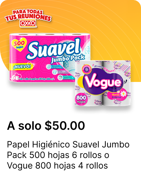 Papel Higienico Suavel Jumbo Pack 500hojas 6rollos o VOGUE 800hojas 4pzas