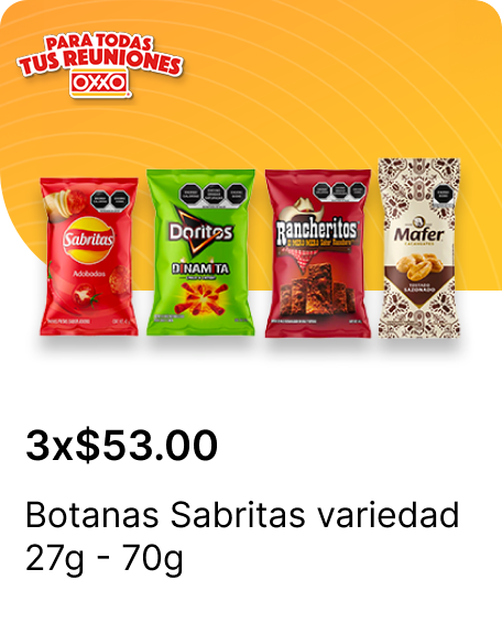 Botanas Sabritas variedad 42g  70g o Galletas Gamesa variedad 73.5g  117g