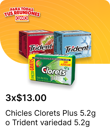 Chicles Clorets Plus 5.2g o Trident variedad 5.2g