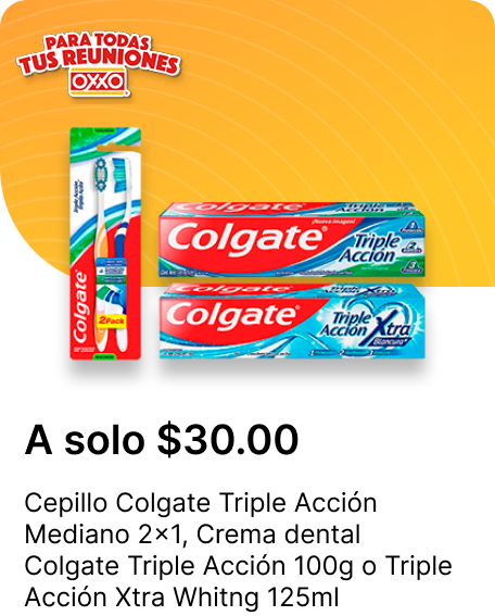 Cepillo Colgate Triple Accion Mediano 2x1 o Crema dental Colgate Triple Accion 100g o Triple Accion Xtra Whitng 125ml