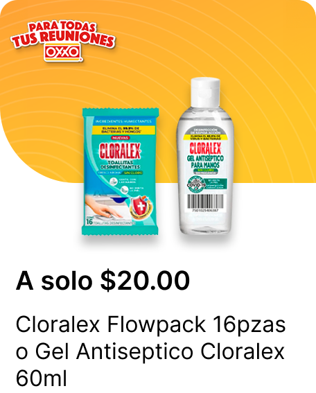 Cloralex Flowpack 16pzas o Gel Antiseptico Cloralex 60ml