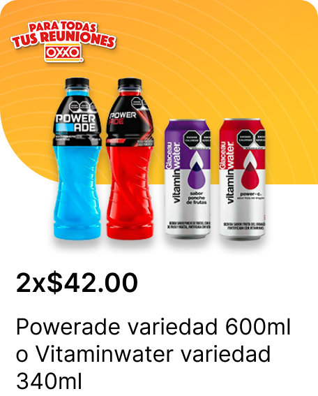 Powerade variedad 600ml o Vitaminwater variedad 340ml