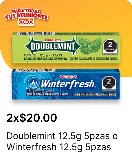 Doublemint 12.5g 5pzas o Winterfresh 12.5g 5pzas