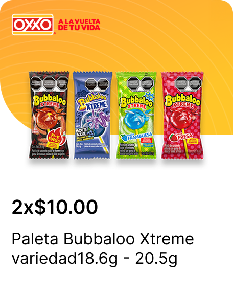 Paleta Bubbaloo Xtreme variedad18.6g  20.5g