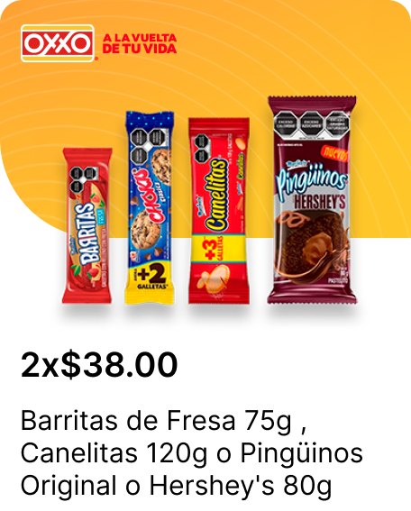Barritas decFresa 75g  o Canelitas 120g o Pingüinos Original o Hersheys 80g