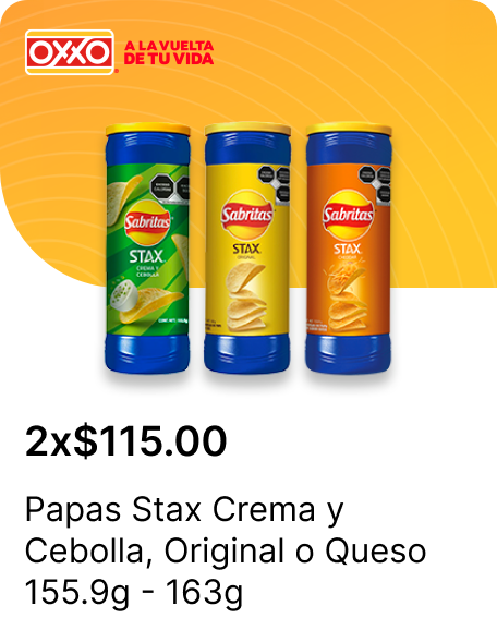 Papas Stax Crema y Cebolla o Original o Queso 155.9g  163g