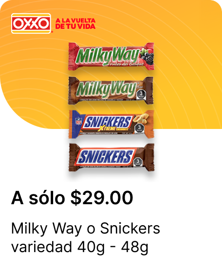 Milky Way variedad 44g  48g o Snickers variedad 40g  48g
