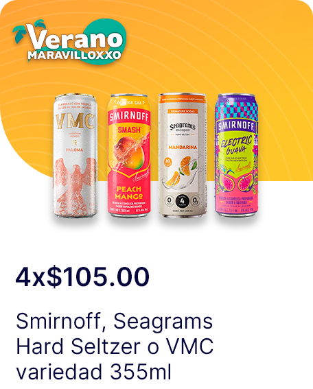 Smirnoff o Seagrams Hard Seltzer o VMC variedad 355ml