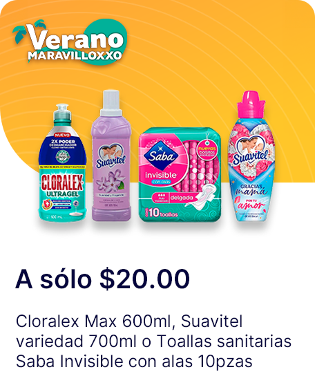 Cloralex Max 600ml o Suavitel variedad 700ml o Toallas sanitarias Saba Invisible con alas 10pzas