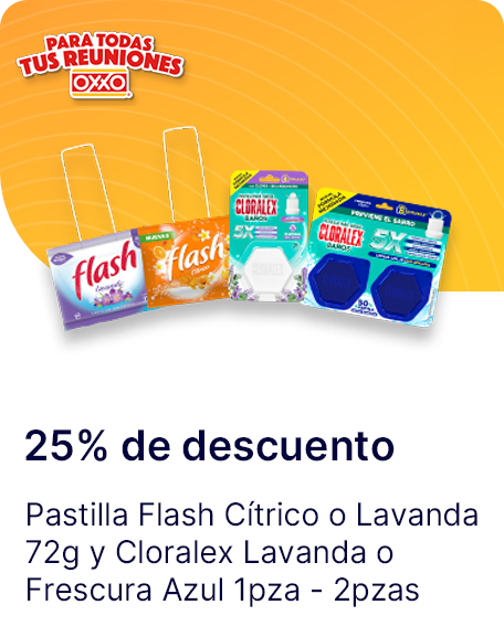 Pastilla Flash Citrico o Lavanda 72g y Cloralex Lavanda o Frescura Azul 1pza  2pzas