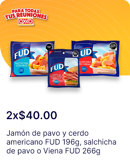Jamon de pavo y cerdo americano FUD 196g o salchicha de pavo o Viena FUD 266g