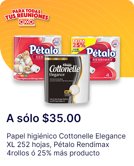 Papel higienico Cottonelle Elegance XL 252 hojas o Petalo Rendimax 4rollos o 25% mas producto