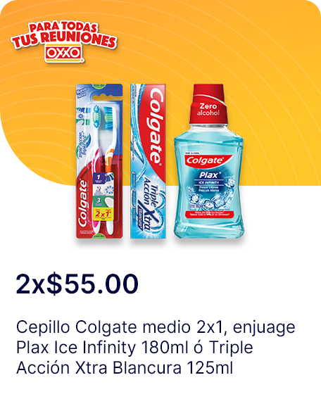 Cepillo Colgate medio 2x1 o enjuage Plax Ice Infinity 180ml o Triple Accion Xtra Blancura 125ml