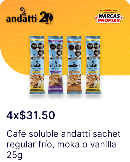 Cafe soluble andatti sachet regular frio o moka o vanilla 25g
