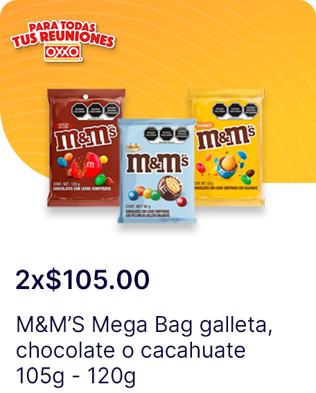 M&MS Mega Bag galleta o chocolate o cacahuate 105g  120g