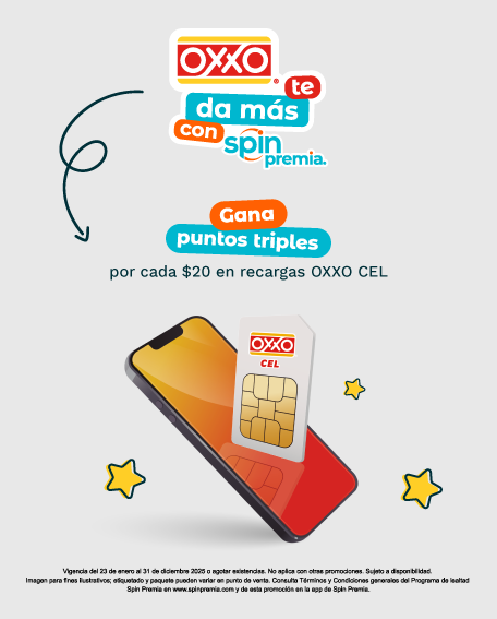 Gana puntos triples por cada $20 en recargas OXXO CEL