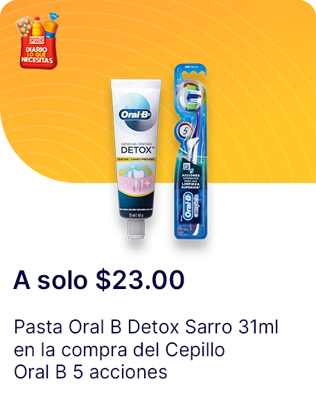 Pasta Oral B Detox Sarro 31ml en la compra del cepillo Oral B 5 acciones