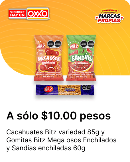 Cacahuates Bitz variedad 85g y Gomitas Bitz Mega osos Enchilados y Sandias enchiladas 60g