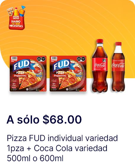 Pizza FUD individual variedad 1pza + Coca Cola variedad 500ml o 600ml