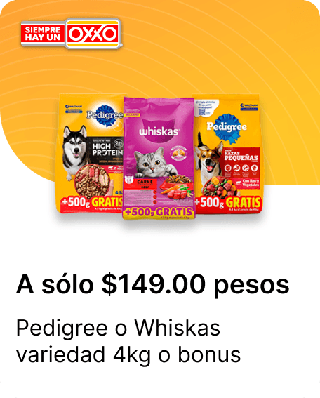 Pedigree o Whiskas variedad 4kg o bonus