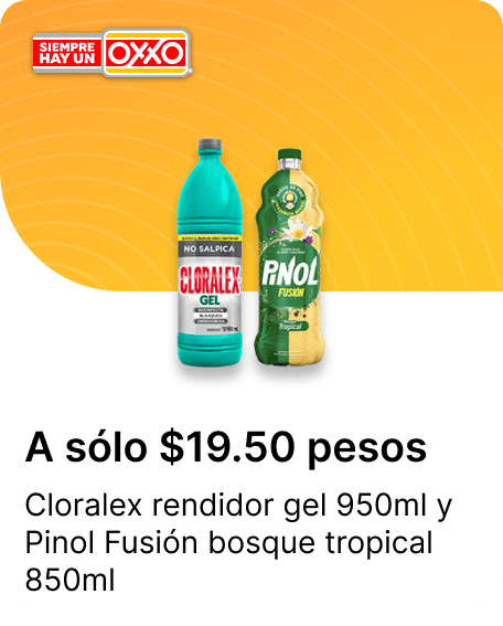 Cloralex rendidor gel 950ml y Pinol Fusion bosque tropical 850ml