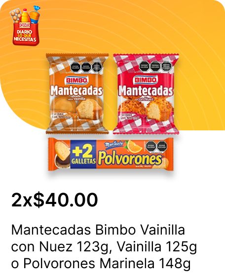 Mantecadas Bimbo vainilla con nuez 123g o vainilla 125g o Polvorones Marinela 148g