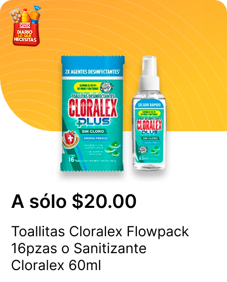 Toallitas Cloralex Flowpack 16pzas o Sanitizante Cloralex 60ml