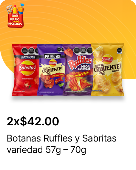 Botanas Ruffles y Sabritas variedad 57g – 70g