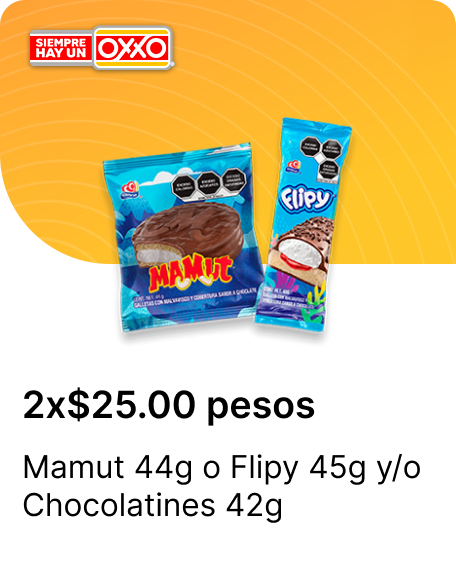 Mamut 44g o Flipy 45g o Chocolatines 42g