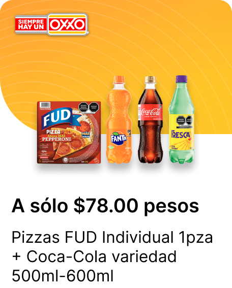 Pizzas FUD Individual 1pza Coca Cola variedad 500ml 600ml