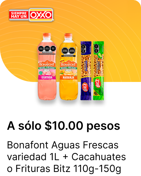 Bonafont Aguas Frescas variedad 1L Cacahuates o Frituras Bitz 110g 150g
