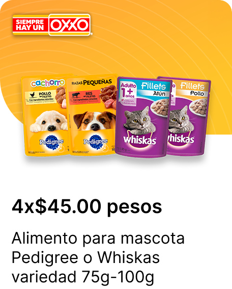 Alimento para mascota Pedigree o Whiskas variedad 75g 100g