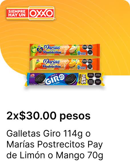 Galletas Giro 114g o Marias Postrecitos Pay de Limon o Mango 70g