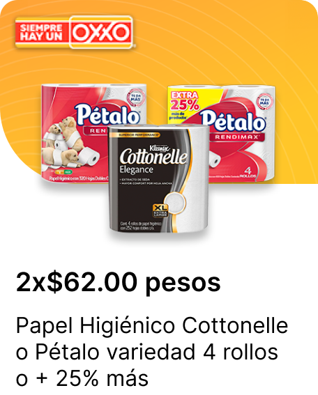 Papel Higienico Cottonelle o Petalo variedad 4 rollos o mas 25 por ciento mas