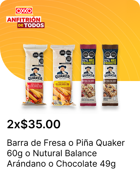 Barra de Fresa o Pina Quaker 60g o Nutural Balance Arandano o Chocolate 49g