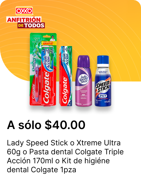Lady Speed Stick o Xtreme Ultra 60g o Pasta dental Colgate Triple Accion 170ml o Kit de higiene dental Colgate 1pza