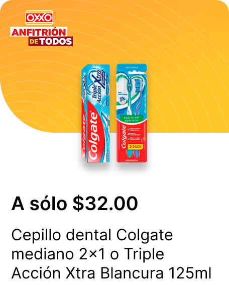 Cepillo dental Colgate mediano 2x1 o Triple Accion Xtra Blancura 125ml